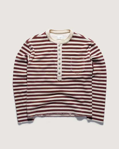 Henley Top – Creme-Burgundy