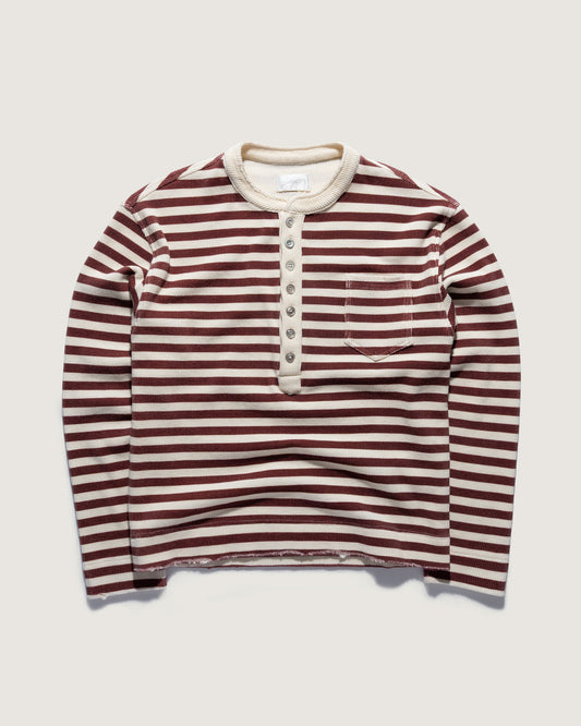 Henley Top - CREME-BURGUNDY