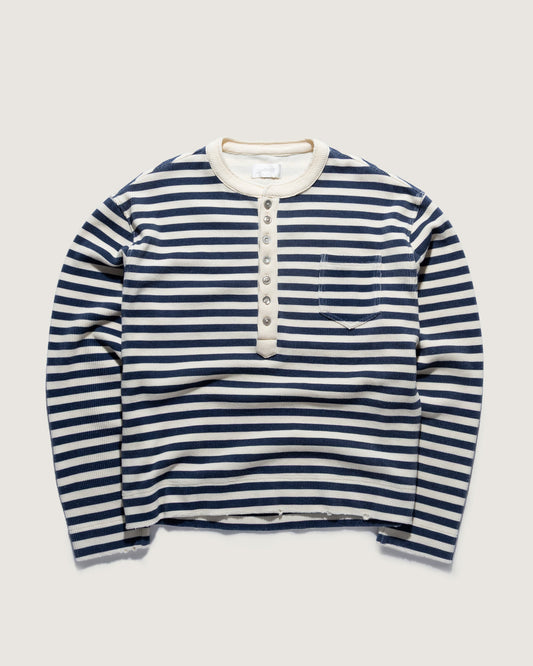 Henley Top - CREME-NAVY
